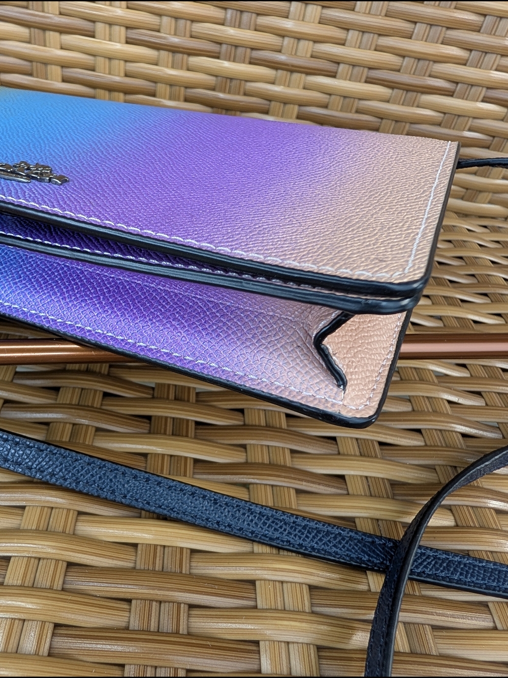 Coach Hayden Ombre Multi-Colored Leather Crossbody Bag Clutch Wallet Small - Picture 7 of 16